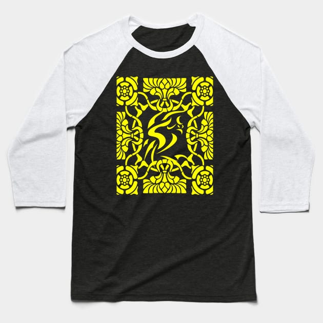 Ornamental Phoenix firebird Yellow Baseball T-Shirt by Kiyiya Designs